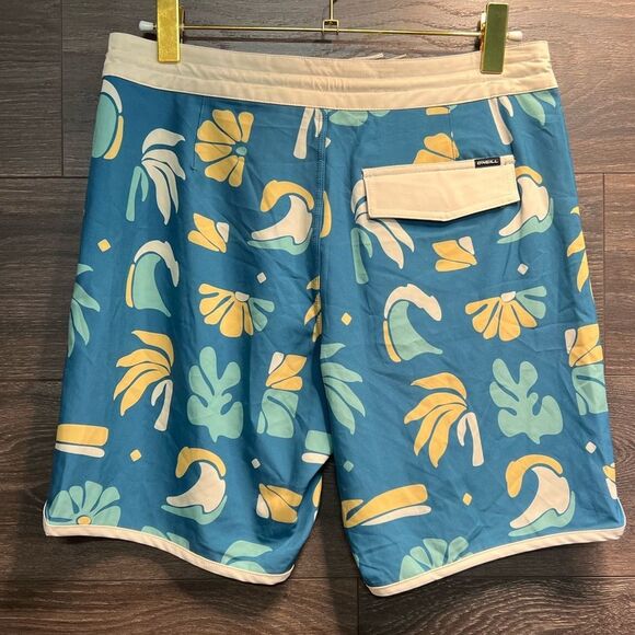O'Neill Mens 18” Tropical Print Boardshorts, Quick Dry in Blue. 32” Waist. NWT - Picture 8 of 16